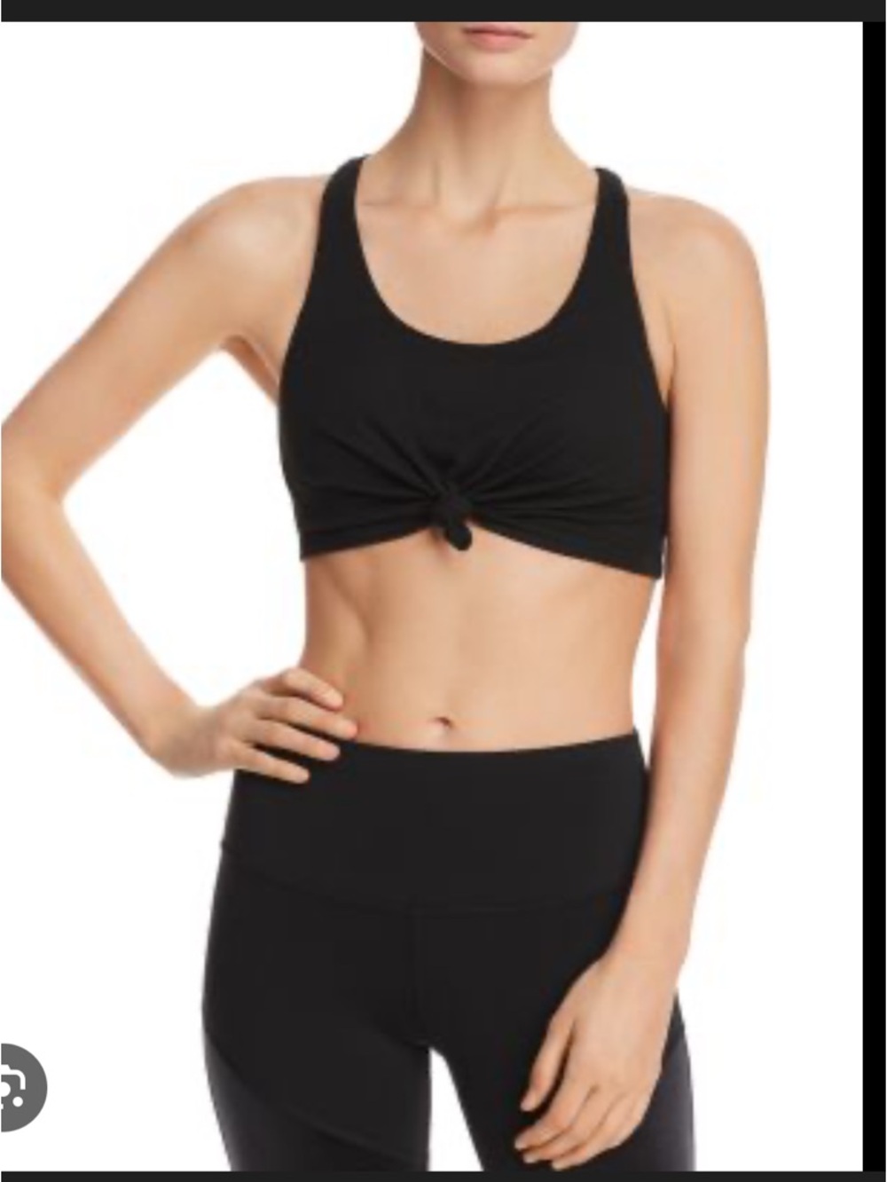 Alo Yoga Knot-Front Sports Bra - Black- size small
